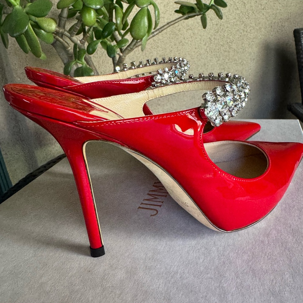 Jimmy Choo Red Bing Crystal Embellished Heels - Picture 4 of 8